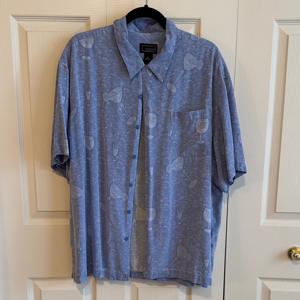 Casual Blue Button-Down Shirt for Men